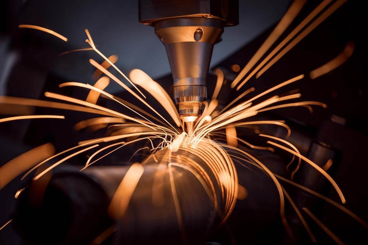 CNC cutting machine with lasers closeup