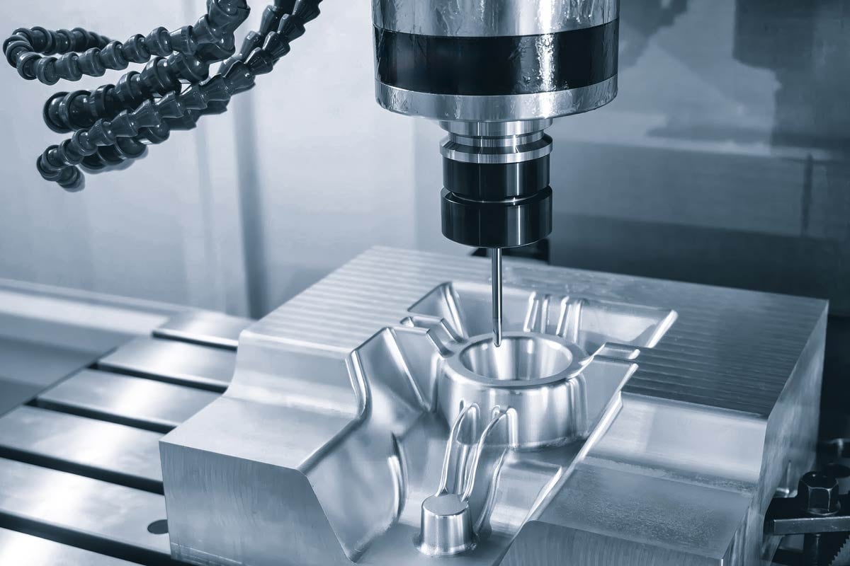 Closeup of modern CNC machine